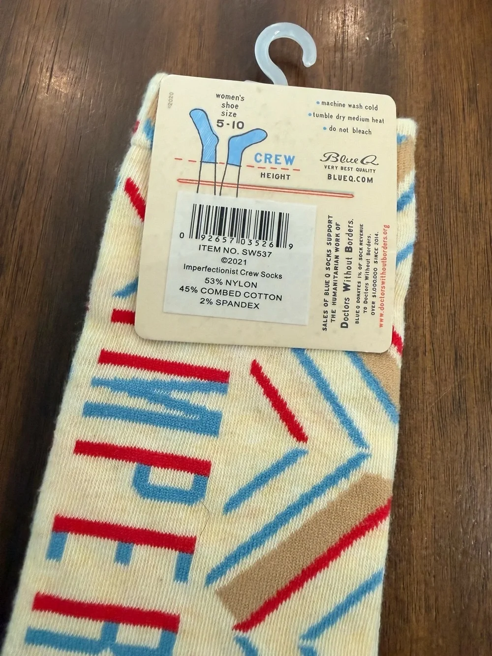 Blue Q Imperfectionist Socks Funny Quote
